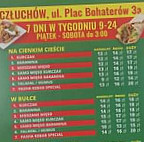 Pasha Kebab Czluchow menu