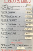 El Chapin menu