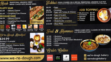 We're Dough Bakery menu