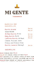 Taqueria Mi Gente menu