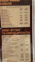 Prospector's Mount Nittany Rib Co. menu
