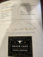 Beach Cafe menu