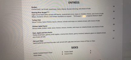 Roaring River Vineyards menu