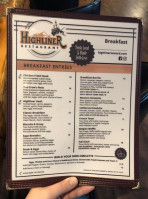 The Highliner menu