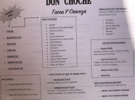 Don Choche Tacos Y Cerveza menu