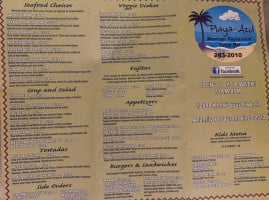 Playa Azul menu