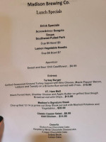 Madison Brewing Company Pub menu