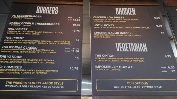 The Burger's Priest menu