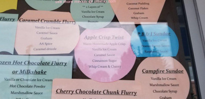 Ice Cream Station menu