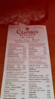 Czapski's Kitchen Cafe Catering menu
