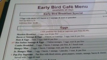 Early Bird Cafe menu