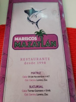 Mariscos Mazatlan menu