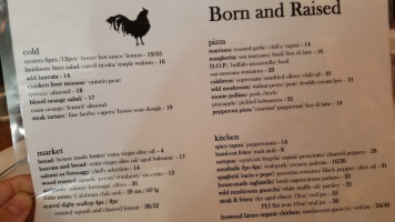 Born and Raised menu