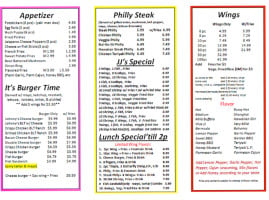 JJ Wings  Seafood menu