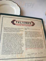 Taliano's Italian Resturant menu