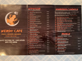 Weirdo Cafe menu