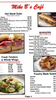 Mike B's Cafe menu