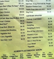 Albert's Real Jamaican Food menu