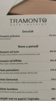 Tramonto Kafe Restoran menu