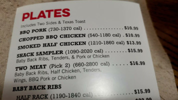 Shane's Rib Shack menu