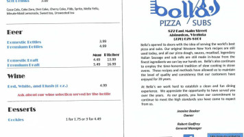 Bella's Pizza And Subs menu