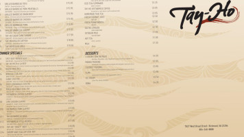 Tay Ho menu