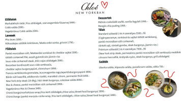 Chloe New Yorkban menu