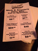 Mick Angelo's Eatery menu