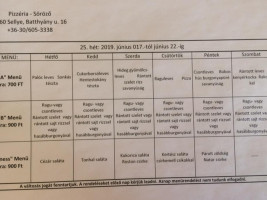 Pizzéria-söröző Étterem menu