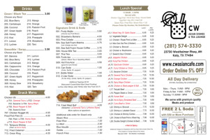 Cw Asian Dishes Tea Lounge menu