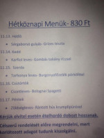 Kagyló Büfé Söröző menu