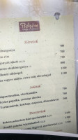 Bohém Étterem Dobogókő menu