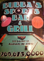 Bubba's Sports Grill menu