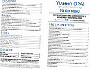 Yianni's Opa menu