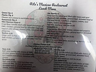 Rita’s Mexican menu