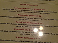 Pasta And menu