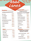 Abbe Lanes menu