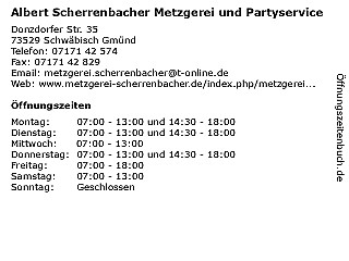 Albert Scherrenbacher Kg, Metzgerei Und Partyservice