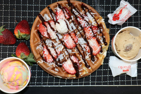 Raffaello Waffle With Ice Cream