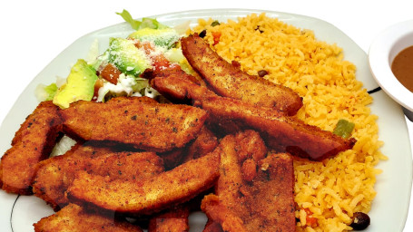 Pollo Con Arroz (Breaded Fried Chicken With Rice)