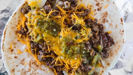 3 Ground Beef, Potatoes, Cheese, And Green Chile