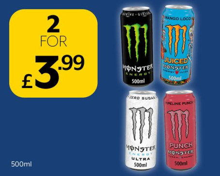 Monster Drinks 2 Por £ 3,99