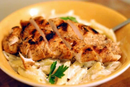 Penne Alfredo With Chicken Steak