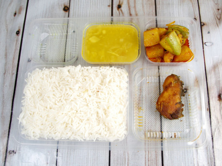 Rice Dal Ruhi Fish Fry 1 Pc Sabji Combo