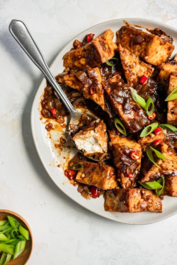 Tofu And Black Mushroom In Black Bean Sauce