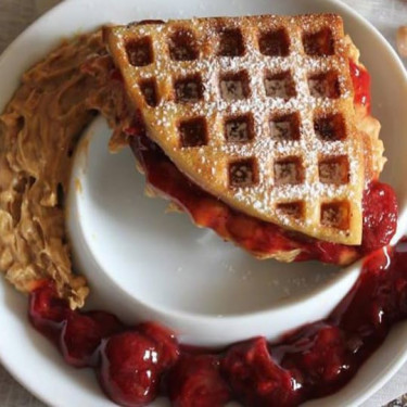 Strawberry Cream Cheese Cake Waffle Sandwich