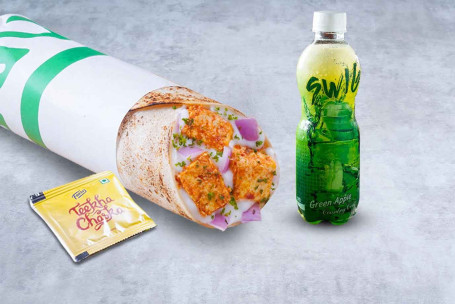 Queijo Derretido Paneer Wrap Suco De Maçã Verde Mini Refeição