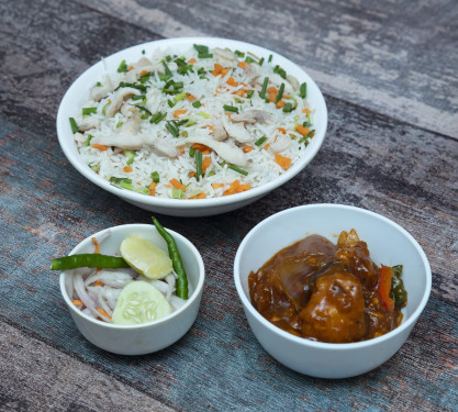 Chicken Fried Rice With Red Hot Garlic Chicken And Salad Combo