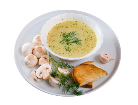 Cream Of Mushroom Soup With Garlic Bread