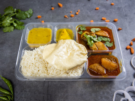 Plain Rice Chicken Kasha Thali